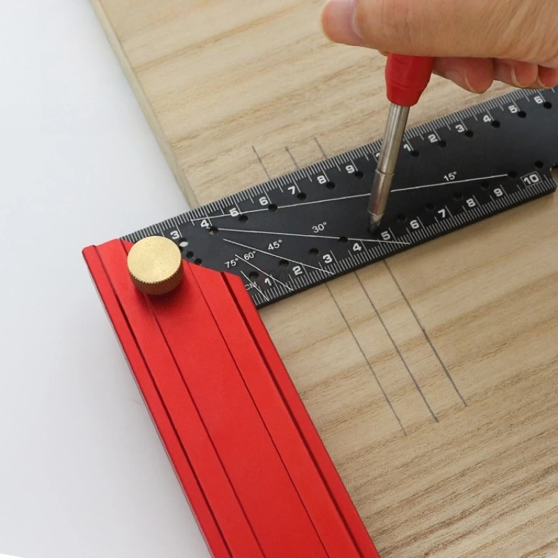 Woodworking Square Ruler Precision Multifunctional Aluminum Alloy Foldable 90°Quick Positioning Woodworking Square Ruler for