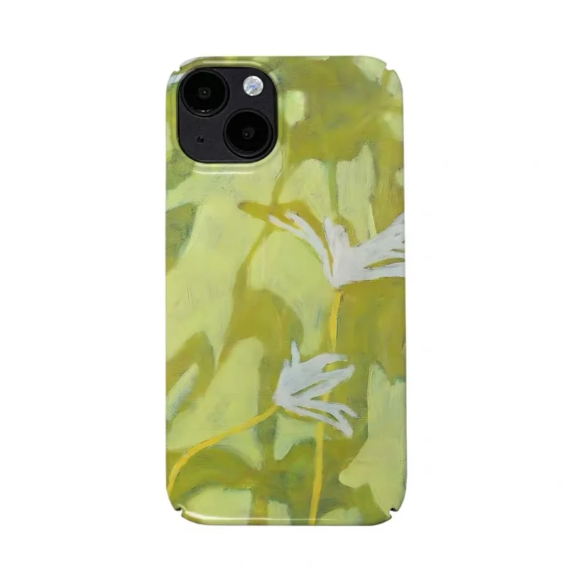 

Light Green Graffiti with White Flowers Phone Case for IPHONE 17 Air 16E 15 PROMAX 14 Plus 13 12 MINI 11 XR Acrylic Phone Cover