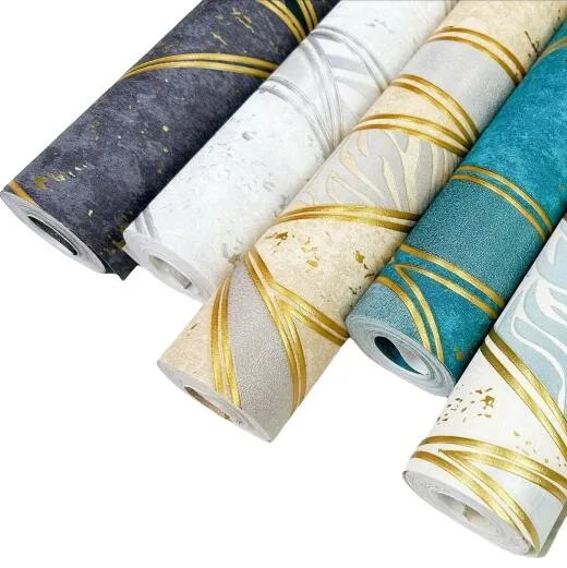 Simple Water Ripple PVC Wallpaper Wave Pattern Golden Curved Stripe Wallpaper Living Room Sofa Bedroom Hotel Wall Background