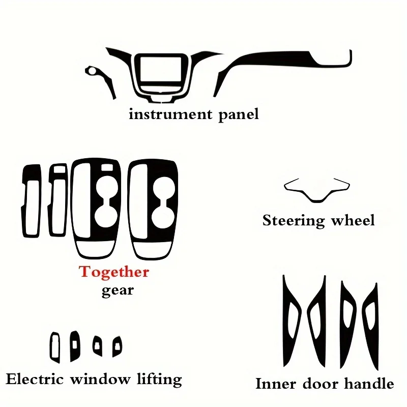 Carbon Fiber For Chevrolet Equinox 2017-2023 Film Interior Stickers Center Console Gear Dashboard Air Door Handle Lift Panel