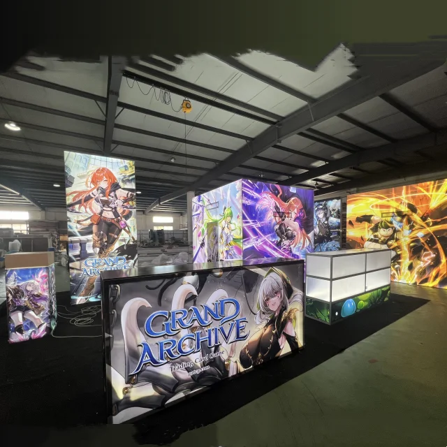 20x20 Modular Trade Show Display Booth with Exhibition Stand and Acrylic Display TablesCabinets for PCA Exhibition Booth Design