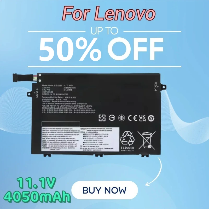 

11.1V 4050mAh Laptop Batteries L17L3P51 for Lenovo ThinkPad E480 E580 E485 E585 E490 R480