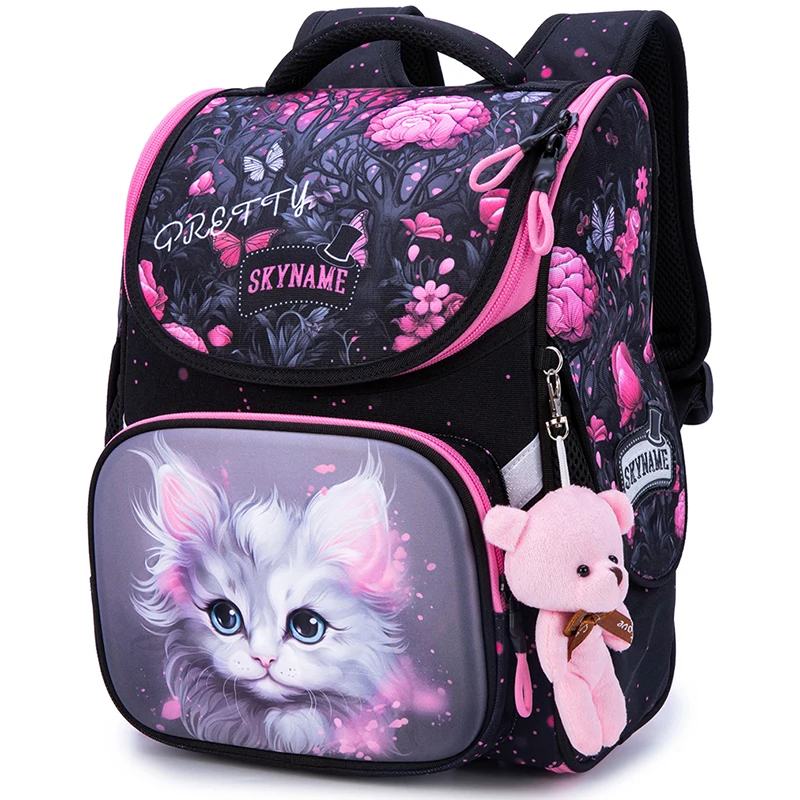 Girls Orthopedic School Backpacks For Kids kwaii Cat Children Satchels Primary School Students 7-8 Years Girls Bookbag Mochila