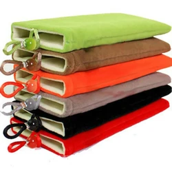 1pc Flannelette Cellphone Holder Bag Power Bank Organizer Protective Case Cover Lipsticks Cable Organizer Sleeve Color At Random