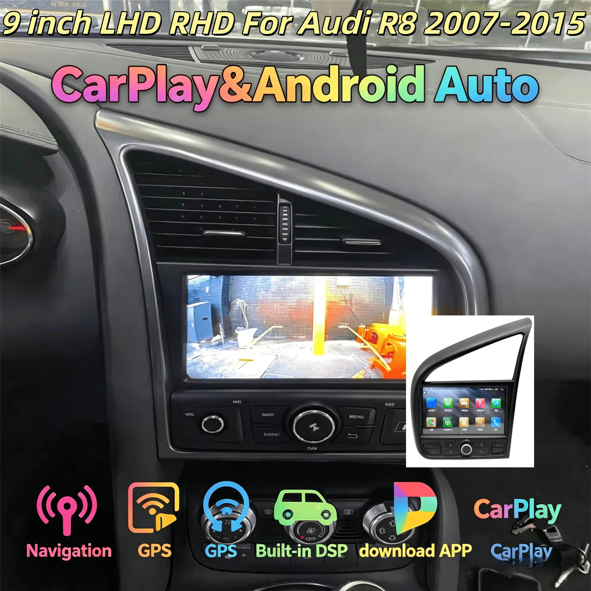 

H Android Touch Screen wireless For Audi R8 2007-2015 Carplay Car Radio Navigation GPS Stereo Video Player Multimedia Head Unit