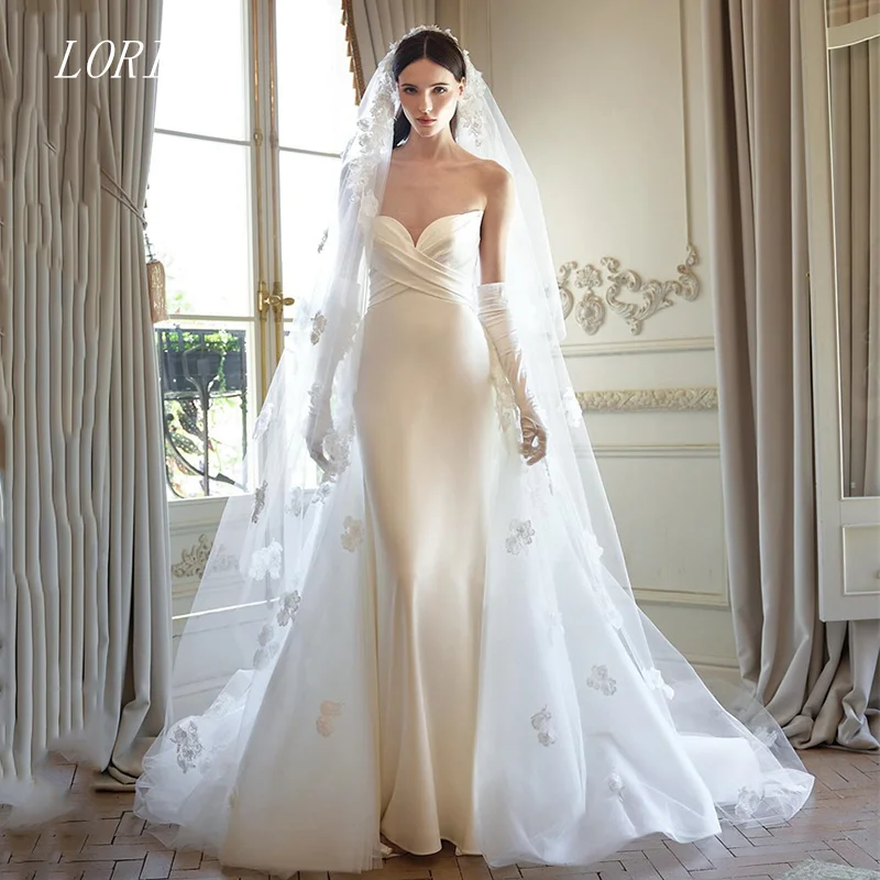

LORIE Gorgeous Mermaid Wedding Dresses Criss Cross Sweetheart Bridal Gown Elegant Strapless Wedding Dress Customized 2026