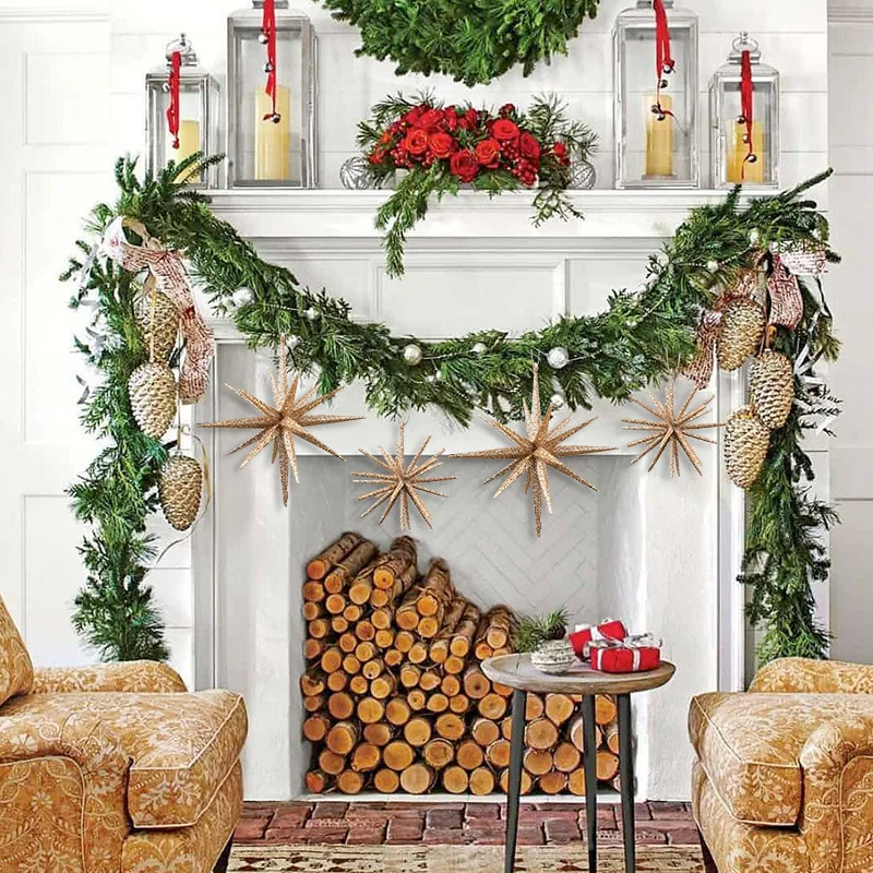 الذهب انفجار ستار معلقة حلية شجرة عيد الميلاد المعلقات 2025 عيد الميلاد ديكور المنزل 2026 هدايا حفلات السنة الجديدة #4