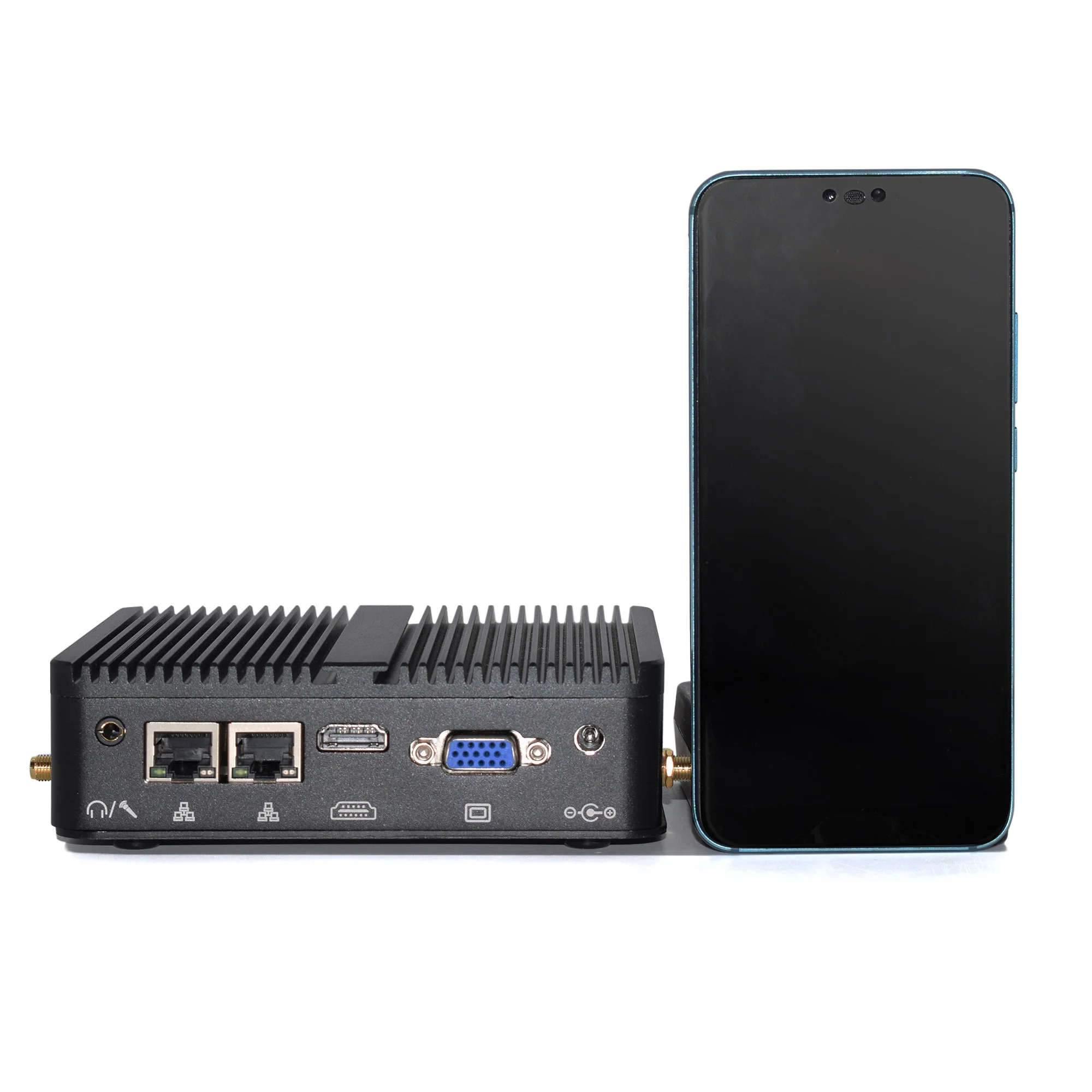 Powerful Mini PC HYSTOU H3 Intel Pentium Silver J5005 Fanless Dual COM LAN DDR4 MAX to 32G SSD HDMI VGP Win10/11 Linux Support