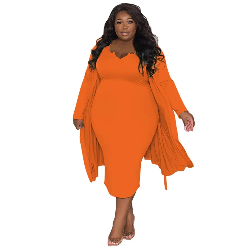 جديد عادية طويلة Sve حجم كبير المرأة الدكتور قطعتين مجموعة صديرية دائرية محبوك الدكتور البوليستر النسيج ملابس الخريف مريحة