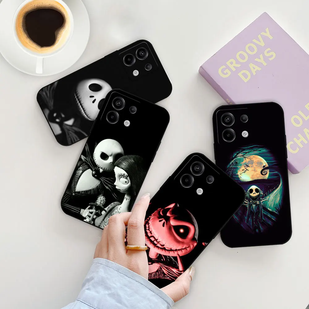 Disney The Nightmare Before Christmas Case For Redmi Note 13 12 11 10 ProPlus 12S 11S 11T 11E 10S 9 9S 8 8T Pro Max Black Cover