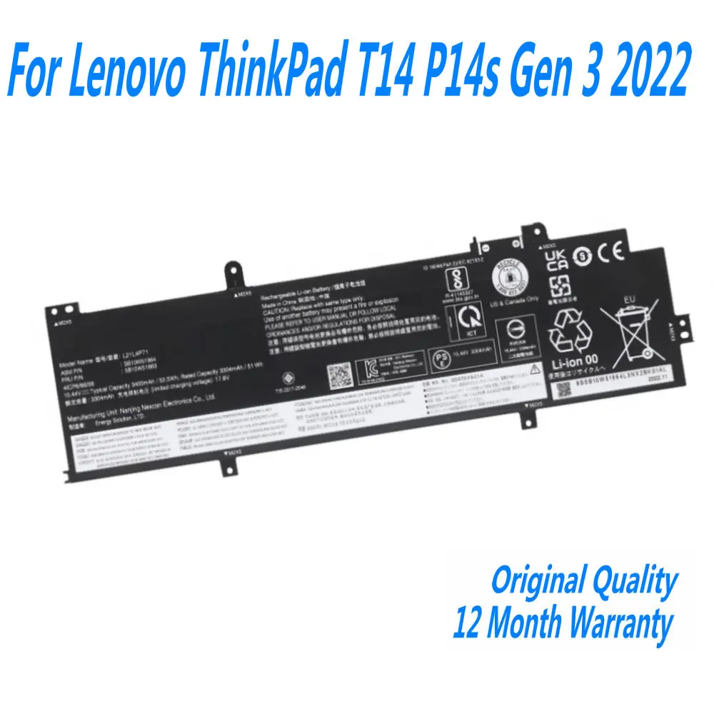 

L21C4P71 L21L4P71 Laptop Battery For For Lenovo ThinkPad T14 P14S Gen 3 P14S Gen 4 2022 L21D4P71 L21M4P71 L21M4P72 SB10W51967