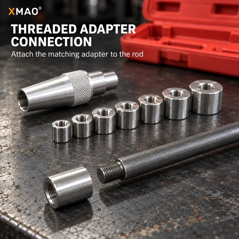 XMAO Clutch Installation Alignment Tool Set with 8 Interchangeable Adapters, Knurled Centering Cone, Rod and Red Case, 10 Pieces