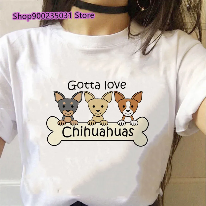 I Love My Chihuahua Graphic Tees Women Funny White Short Sleeve Top Female T-Shirt Lady Tshirt Dog Lover Birthday Gift Vintage