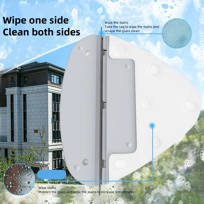 Большой треугольный двухсторонний очиститель для стеклянных окон, бытовой магнитный двухслойный очиститель для окон с защитой от падения