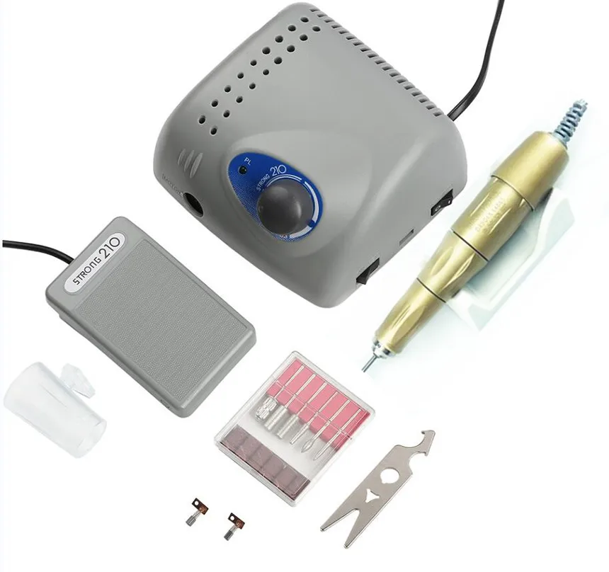 65W 45000RPM Strong 210 GOLD PRO105L Electric Nail Drills Machine Manicure Pedicure File Bits Nails sculpture polish