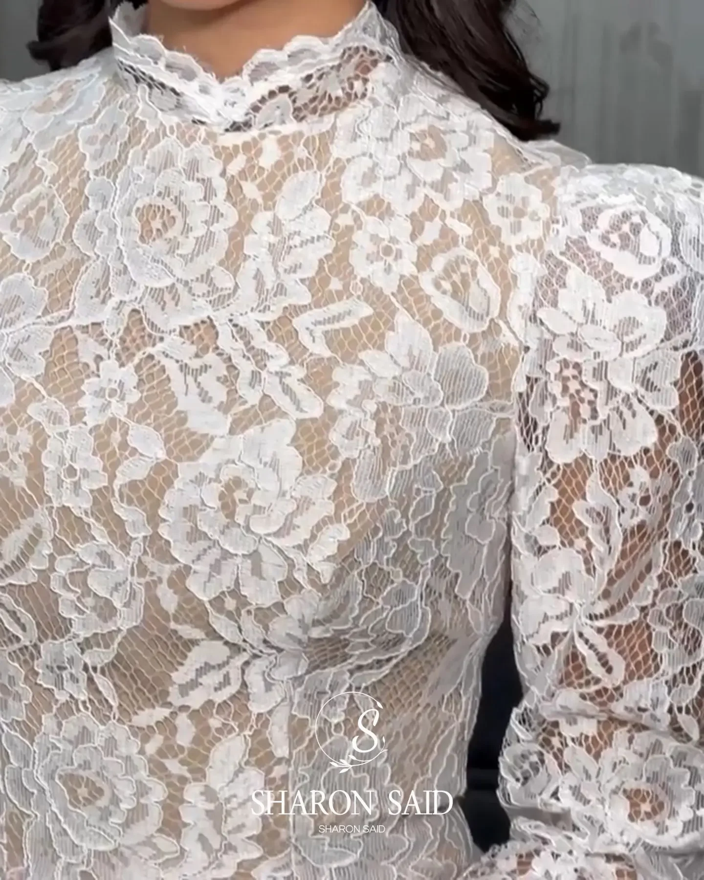 シャロンは、女性の結婚式のアラビアのウエディングドレス SF463 カスタマイズされた長袖ハイネックホワイトレースのイブニングドレス