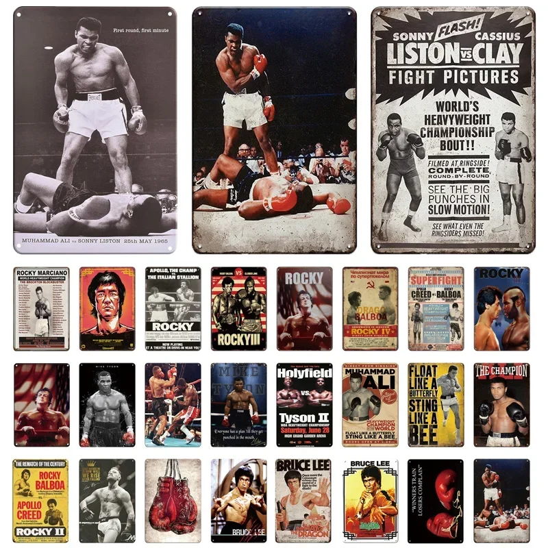 Retro Plate Rocky Metal Signs Vintage Tin Signs Movie Poster for Bar Pub Club Home Theatre Man Cave Boxing Enthusiast Wall Decor