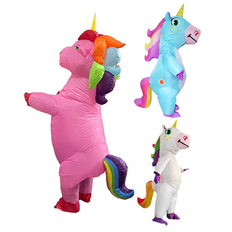 Kids Adult  Cute Unicorn Inflatable Costume Anime Suits Mascot Halloween Party Cosplay Costumes for Man Woman Boys Girls