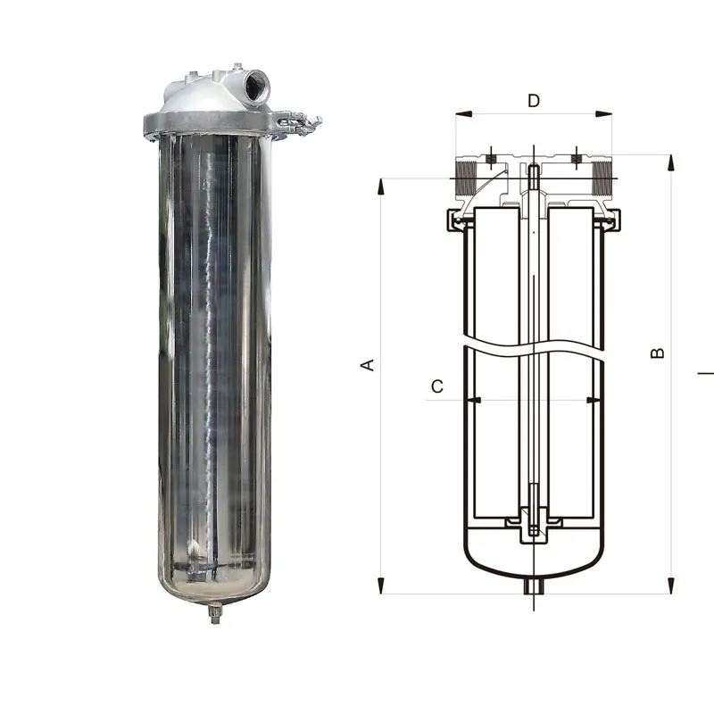 10 inch 20 30 water filter housing pre-filtration ss304 316 stainless steel single cartridge filter housing