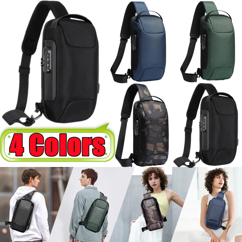 

4-цветная мужская USB-сумка через плечо, противоугонные сумки на плечо, водонепроницаемая поясная сумка-оксфорд, многофункциональная дорожная нагрудная сумка-мессенджер
