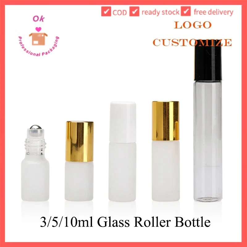 

10/20/50/100pcs 3ml Glass Vials Clear Glass Roller Bottle Frosted Glass Essential Oil Refill Bottles 5ml 10ml Serum Bottle LD001