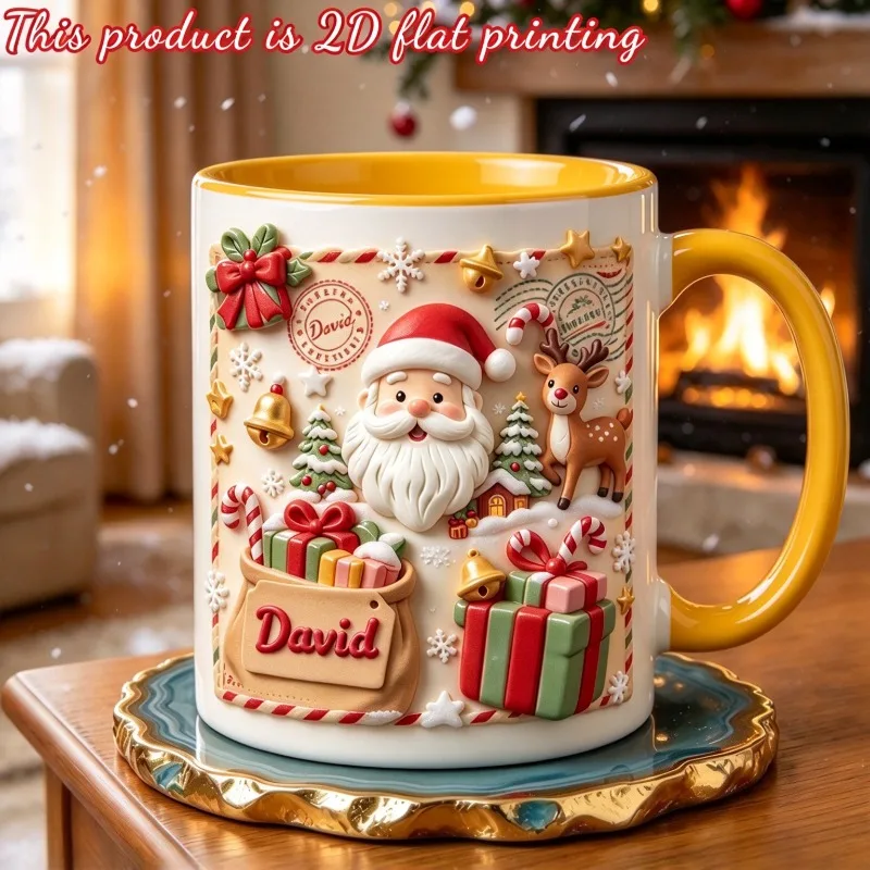 Personalized Christmas Ceramic Mug 11oz Custom Name Santa Tree Snowflake Bell Reindeer Gift Stamp Design Microwave Safe Xmas Par