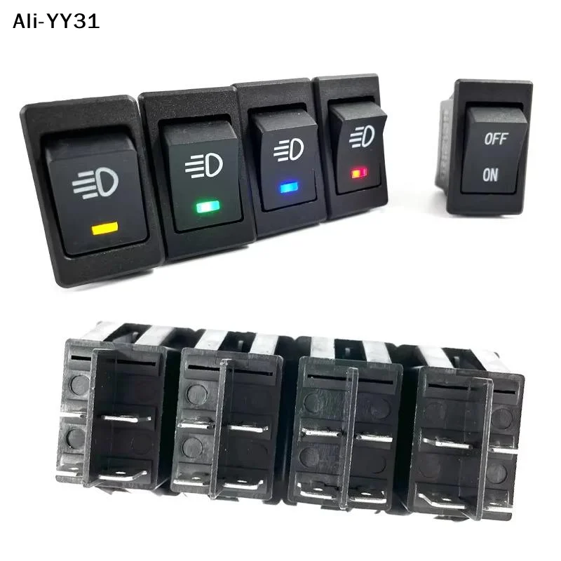 【Y】1Pcs Rocker Switch ASW-17D LED Car Modification Fog Light Switch Warped Plate Boat Headlight 12VDC 35A DPST 4P With LED