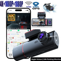 4K 3 Channel Dash Cam, 5GHz WiFi Built-in GPS  , Triple Car Camera with 3 Inch Screen, IR Night Vision, G Sensor, WDR, Parking M