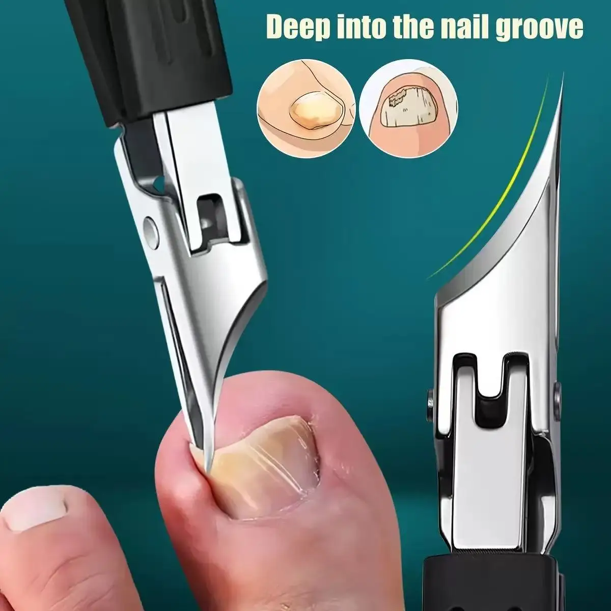 Thick Ingrown Nails Heavy Duty Stainless Steel Trimmer Safety Soft Grip Ultra Sharp 25 Degree Angled Blade Seniors Splash Proof