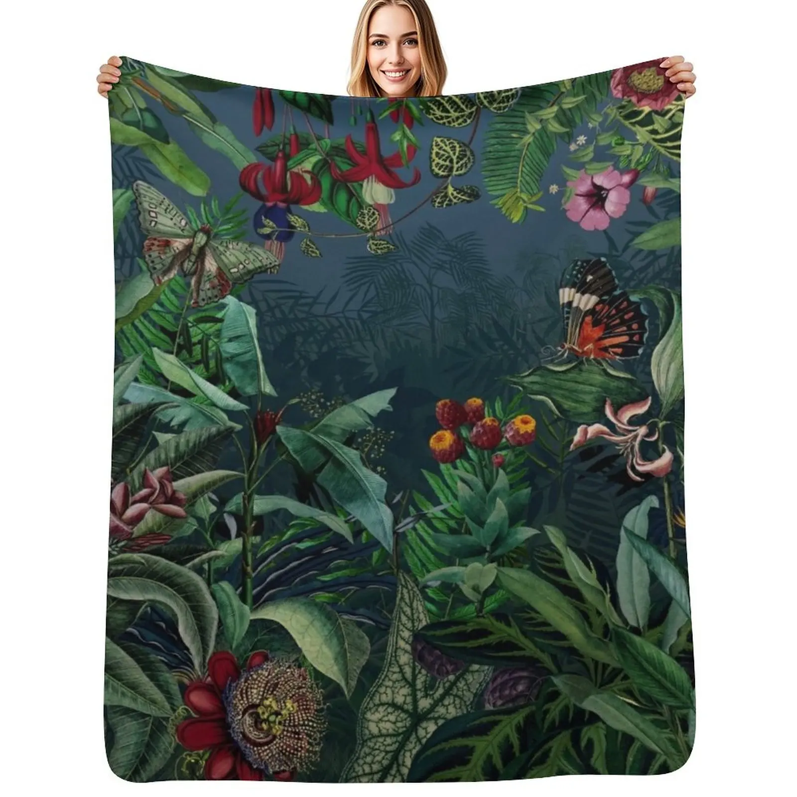 Midnight Rainforest I Throw Blanket Stuffeds Blankets For Bed Moving christmas decoration Flannels cosplay anime Blankets