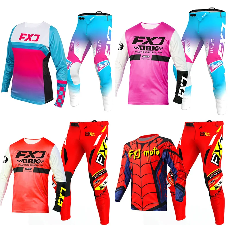 2027 red new motocross jersey and pant Child Pink Girl red Off-road motorcycle gear set Enduro cross adult woman 4 5 6 7 years