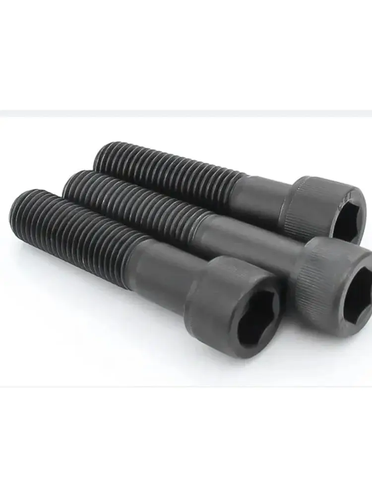 

12.9 grade M8*10/12/14/16/18/20/22/25/30/35-230 black carbon steel half total teeth hex socket cap head screws518