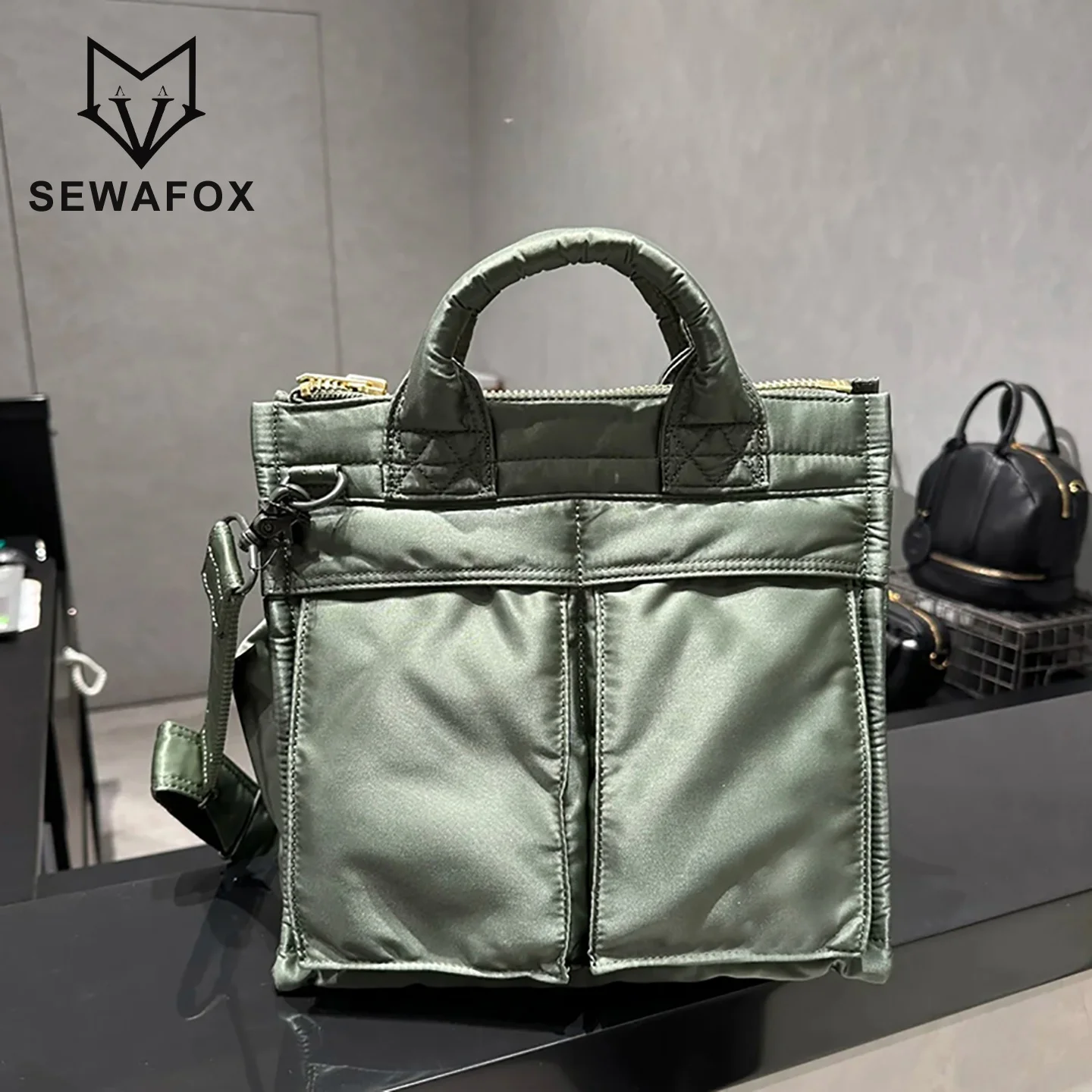 Large Capacity Men's Crossbody Bag Lightweight Nylon Shoulder Tote Casual Commuter Backpack Handheld Diagonal Bag
