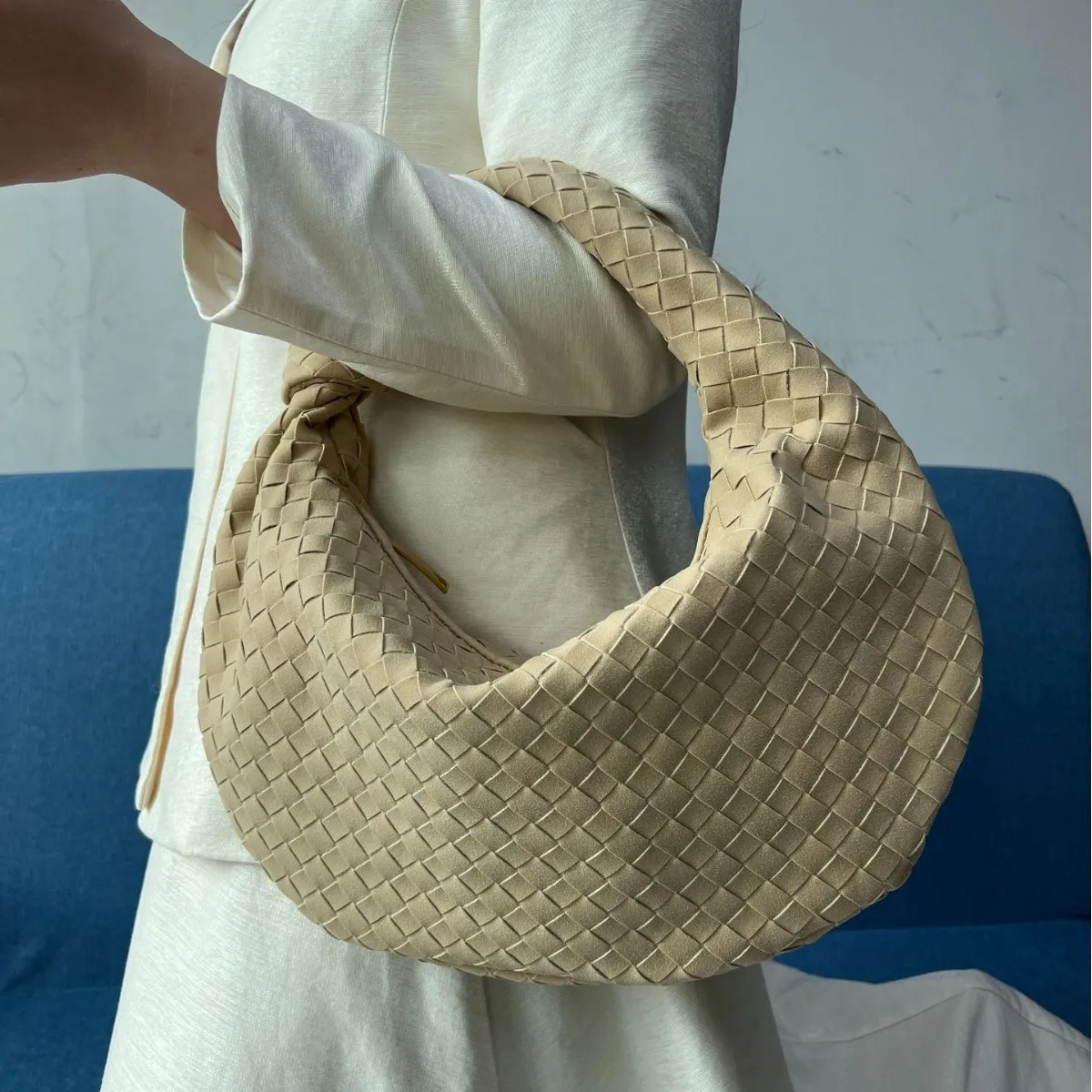New woven bag high-end western-style casual armpit bag women's single shoulder handbag large dumpling bag hand-held bag