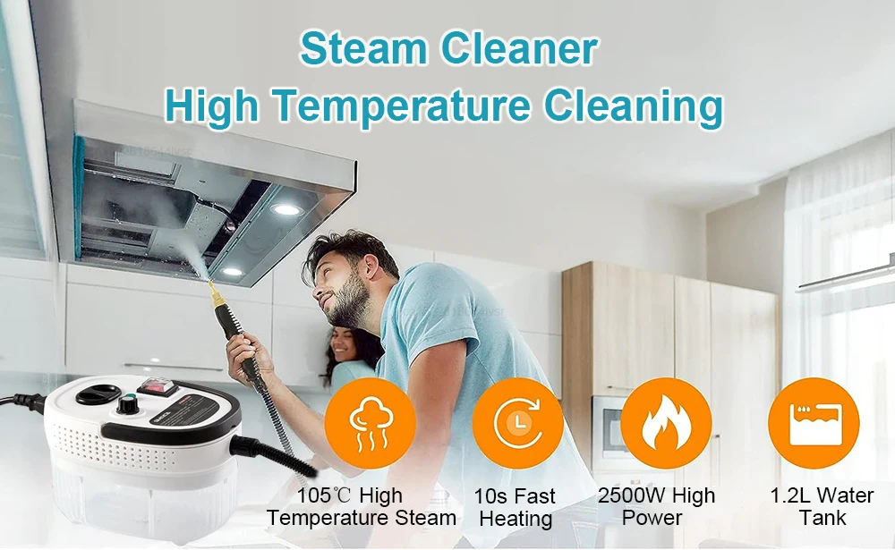 2500W High Pressure Steam Cleaner Steam Cleaner Handheld High Temperature Steam Cleaner For Home Kitchen Bathroom Car Cleaning
