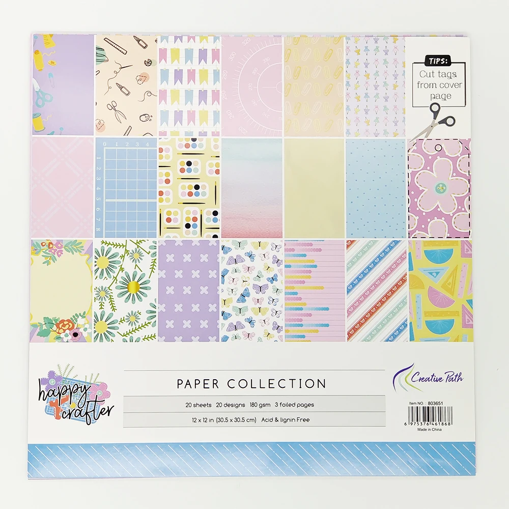 Creative Path 9-teiliges Happy Crafter Scrapbooking-Journaling-Set mit Dekorationspapier, Stanzformen und Verzierungen für DIY-Bastelarbeiten – Detail 2