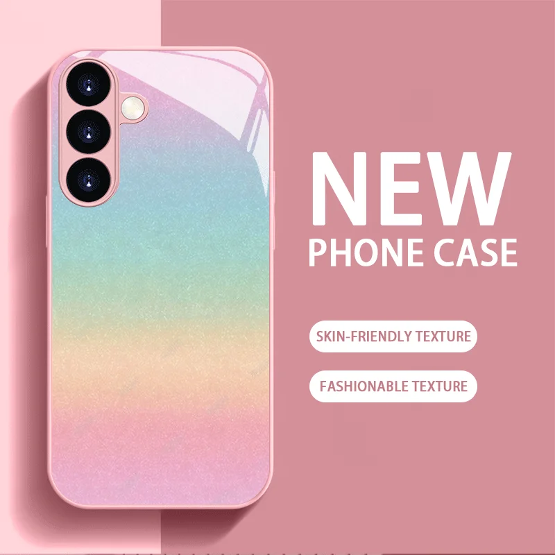 Neue Glitzerpulver-Muster Handyhülle Glas-Handyhülle für Samsung Galaxy S26 S25 S24 S23 S22 S21 FE, Ultra, Plus Mädchen-Version