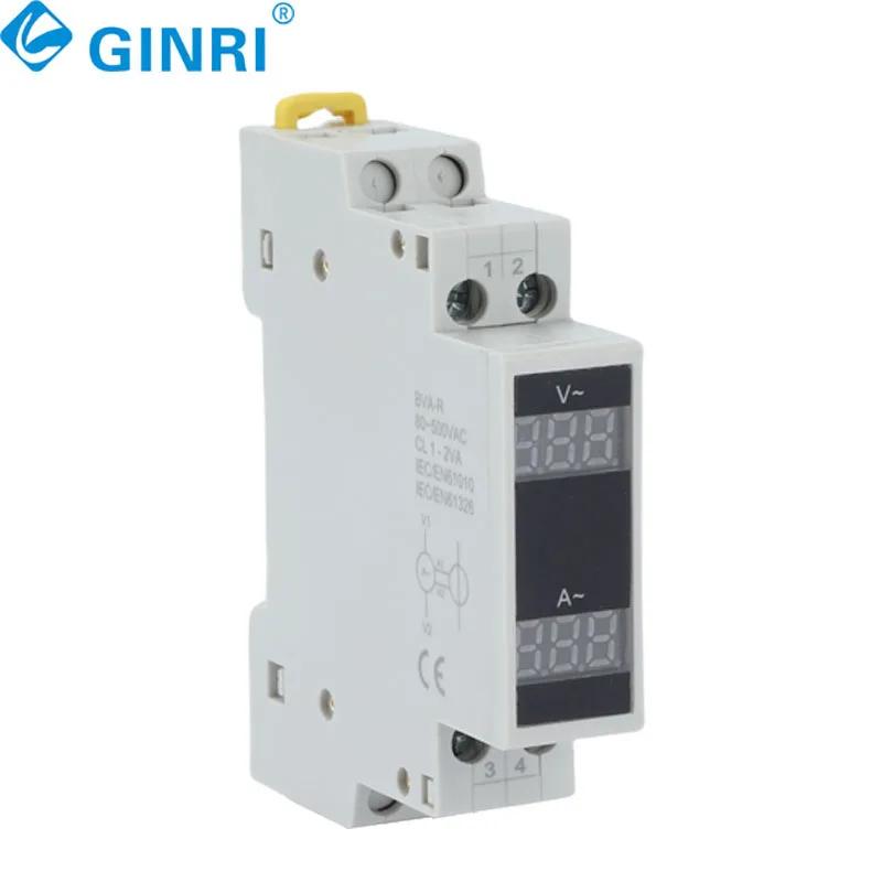 3PCS Voltmeter Ammeter Mini Modular Satu Fasa untuk Rel Din dengan Indikator LED Digital AC 80-500V 220V 380V 100A Pengukur Daya