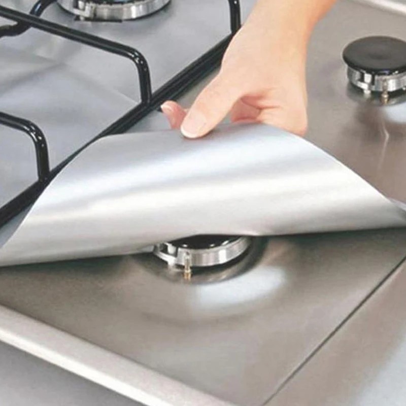 4Pcs Gas Stove Protectors Reusable Burner Covers Kitchen Mat  Liner  Top Protector Cleaning Pad