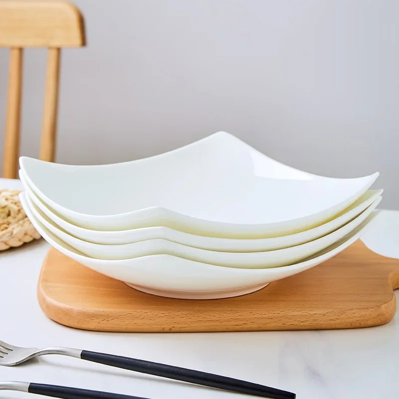 Porcelain Tableware Dishes Dinner Plates Set Luxury Table Plates Home Camping Square Backgrounds  Kitchen Utensils