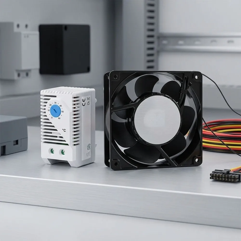 KTS011 Rack Temperature Humidity Controller With 120mm Fan Indicator Light For Server Cabinet Thermostat AC220V Electronic Compo