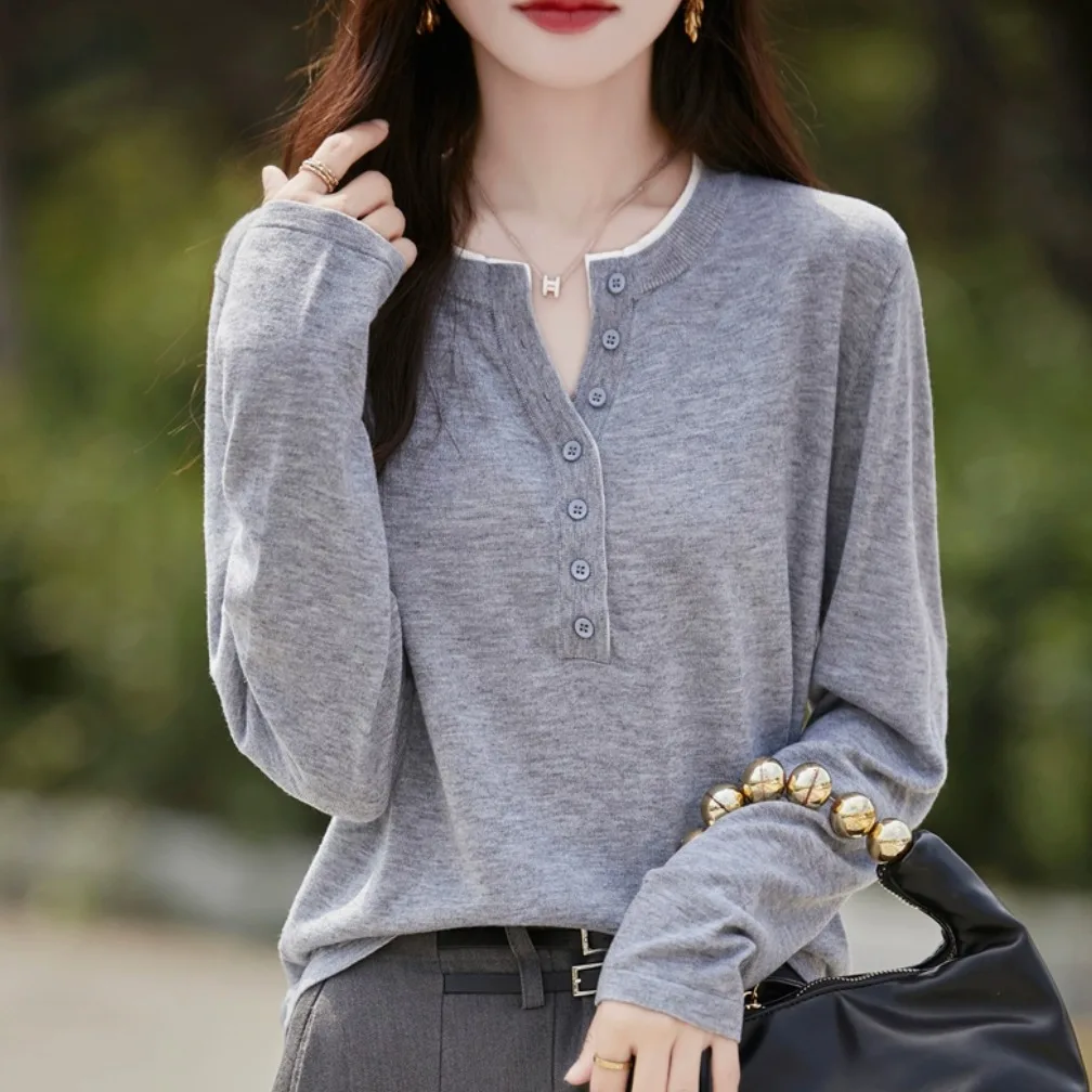 Outlet Store f سترة صوف محبوكة مستديرة مفتوحة من Ne سترة نسائية مميزة بطبقة أساسية ملونة للتنقل Sle Long Sve