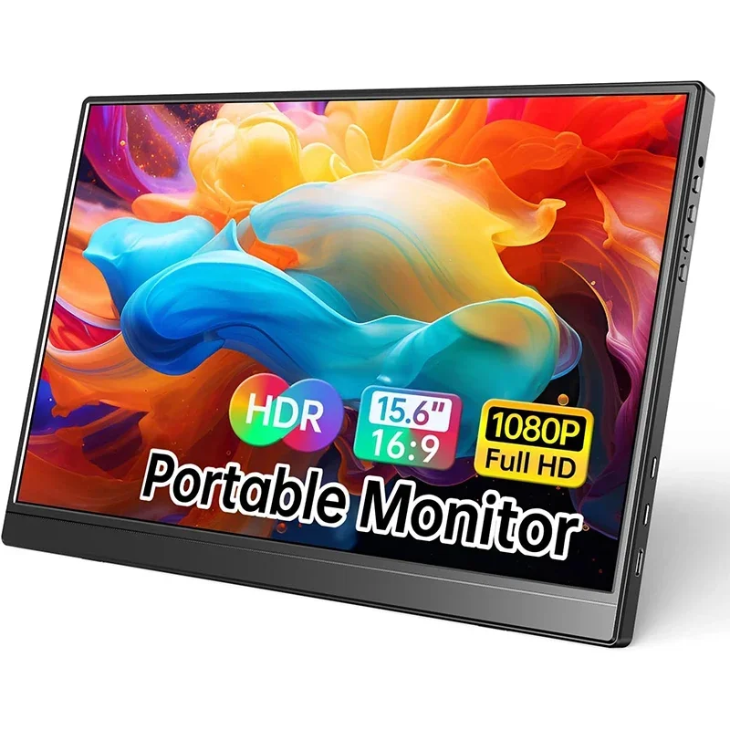 

Portable Monitor 15.6 Inch 1080P IPS USB-C HDMI Ultra-Slim Travel Monitor with Kickstand Compatible with Laptop PC Mac Phone