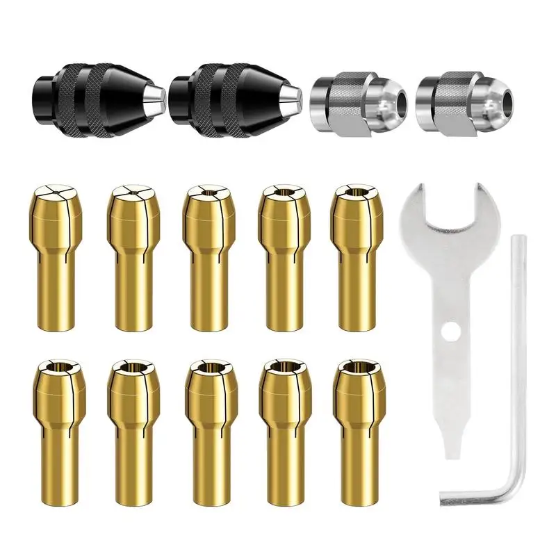 Chuck Collet Set Brass Rotary Tool Chuck 1/32-1/8 Inch Keyless Shank Replacement For Rotary Tools Electric Grinder Accessories