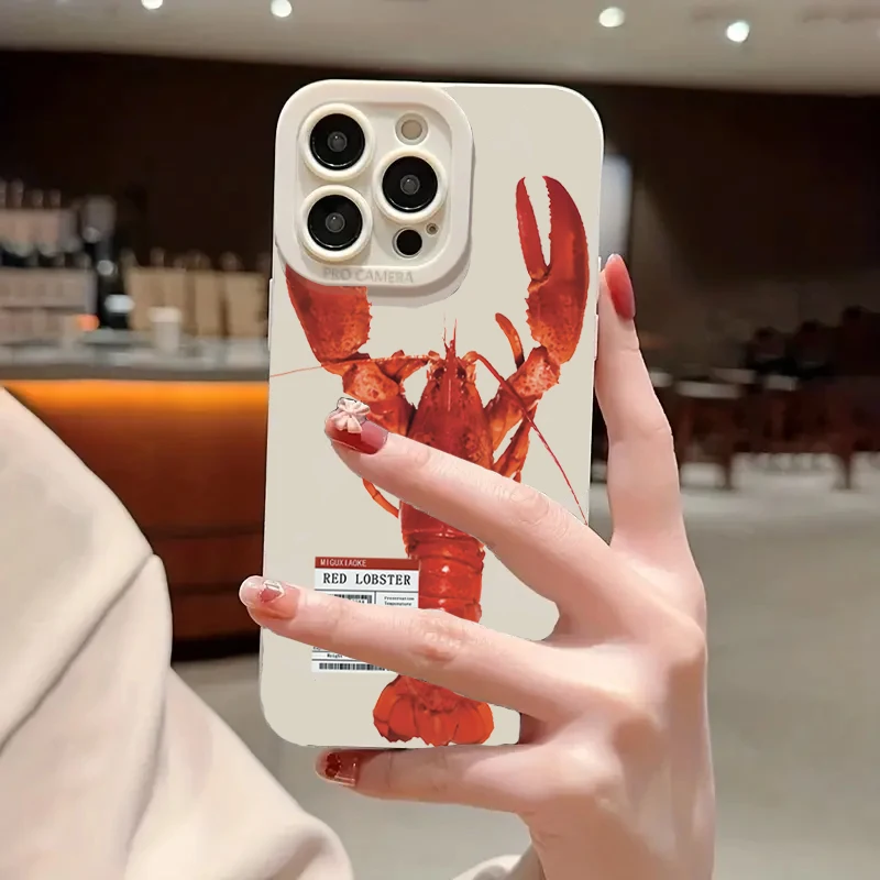 Phone Case For iPhone 16 15 14 13 12 11 Pro Max XS X XR 7 8 Plus SE 2022 Lobster Cat Dinosaur Bird Pattern Print Silicone Cover