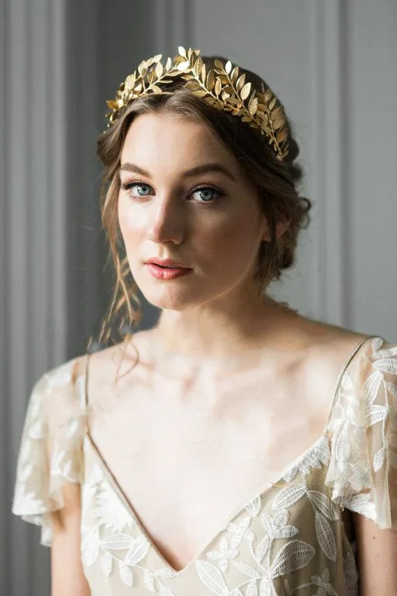 Retro Gold Leaf Wedding Roman Bride Greek Women Hair Accessories Bride Head Headband Head Tiaras Crown Hair Hoop Hair Band