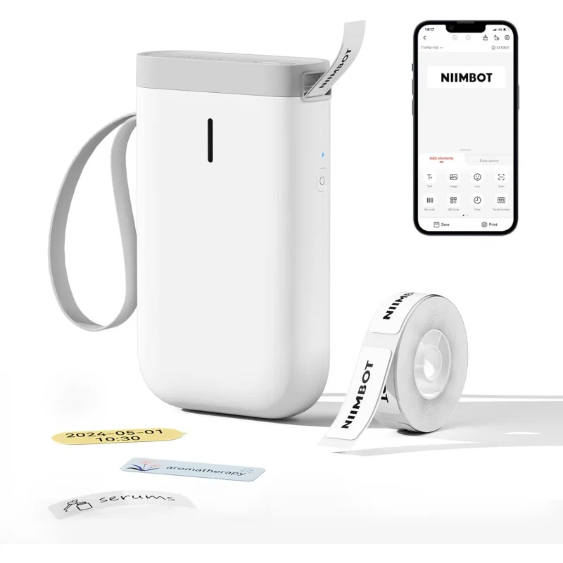 D11 Label Maker Machine with Tape, Portable Bluetooth Thermal Label Printer Wireless Connection Rechargeable Labeler