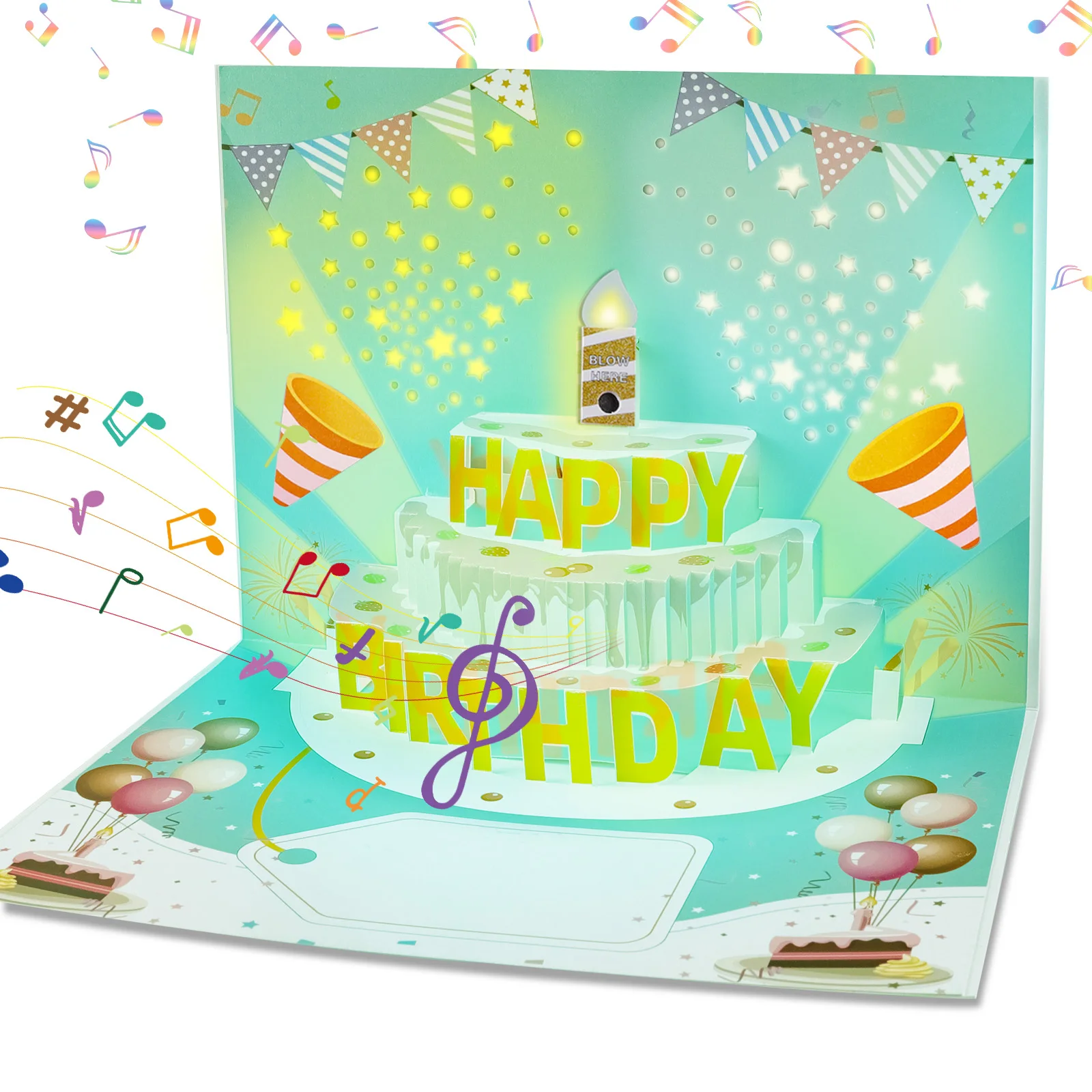 

Pop Up Birthday Card with Light Happy Birthday Music Pop Up Cardfor Women Men Kids Greeting Cards Gifts