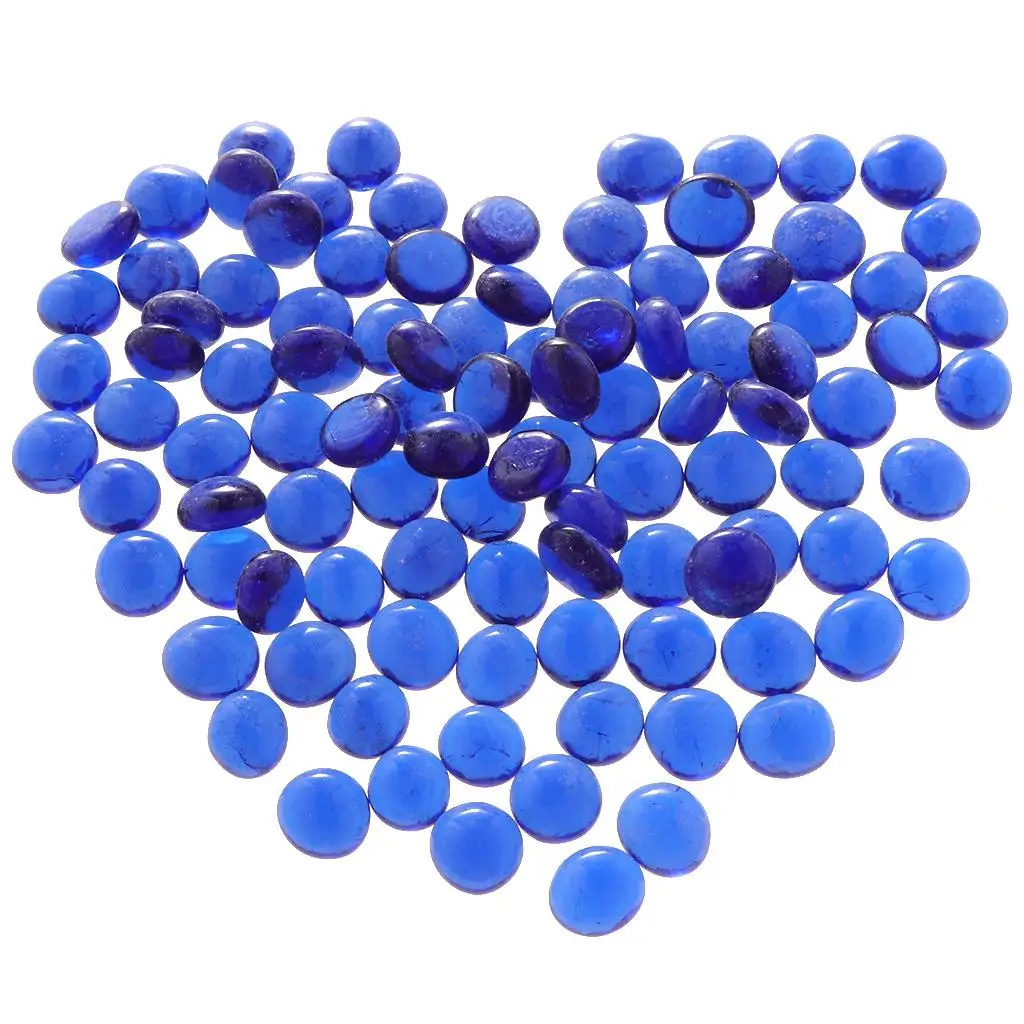 

Glass Marble Balls Flat Blue Stones Non Floating Pebbles for Fish Tank Plants Vase Filler for DIY Crafts