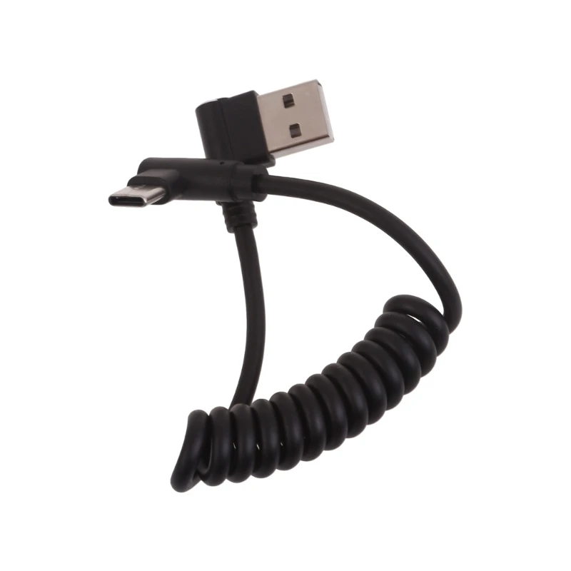 Spring USB To Type C Cable Retractable 60W Phone Fast Charging Cable Data Wire